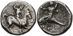 Calabria Taranto, silver didrachm (6, 87 g), ... 