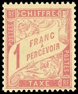 France Postage Due Stamps 1893, 1 Fr. Lilac ... 