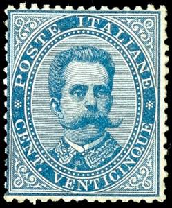 Italy 1879, 25 C. Blue, in perfect condition ... 