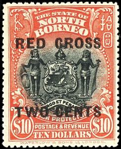 North Borneo 1919, 1 c. - 10 Dollar Red ... 