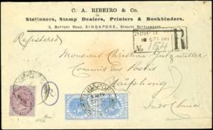 Straits Settlement 1894 / 99, 5 c. Red lilac ... 