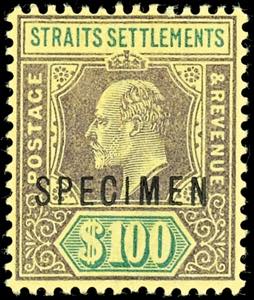 Straits Settlement 1902, 100 Dollar lila ... 