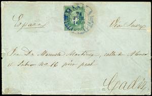 Philippines 1856, 1 R. Green on bluish of ... 