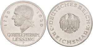 Coins Weimar Republic 3 Reichmark, 1929, F, ... 