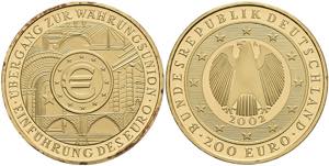 Münzen Bund ab 1946 200 Euro, Gold, 2002, ... 