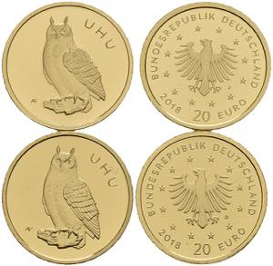 Münzen Bund ab 1946 2x 20 Euro, Gold, 2018, ... 
