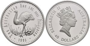 Australia 40 Dollars, palladium, 1995, emu, ... 