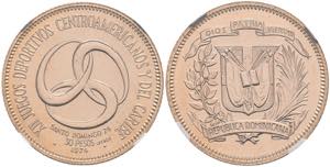 Dominican Republic 30 Peso, Gold, 1974, ... 