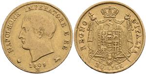 Italy 20 liras, Gold, 1809, Napoleon, Milan, ... 
