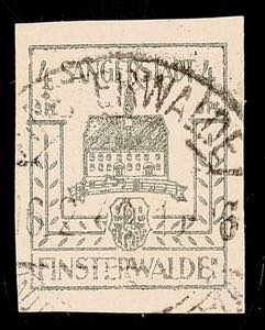 Finsterwalde 4 Pfg dunkelgrüngrau, auf ... 