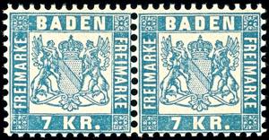 Französische Zone - Baden 7 Kreuzer blau, ... 