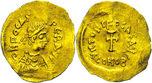 Münzen Byzanz Phocas, 602-610, Tremissis ... 