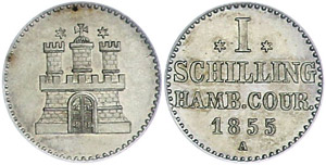 Hamburg Schilling, 1855, Hamburg, AKS 21, ... 