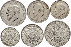 Bavaria 2, 3 and 5 Mark 1914, Ludwig III., ... 