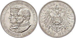 Sachsen 5 Mark, 1909, Friedrich August III., ... 