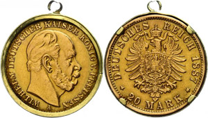 Prussia 20 Mark, 1887, Wilhelm I., A, being ... 