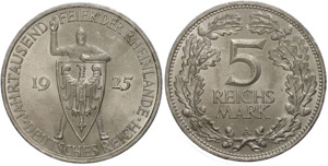 Coins Weimar Republic 5 Reichmark, 1925, A, ... 
