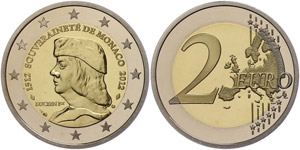 Monaco 2 Euro, 2012, Albert II., 500 Jahre ... 