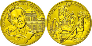 Austria 100 Euro, gold, 2002, sculpture, in ... 