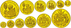 Vatikanstaat Goldmedaillenset, Paulus VI., ... 