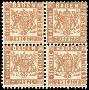 Baden 9 Kreuzer lebhaftrötlichbraun, ... 