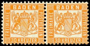 Baden 30 Kreuzer dunkelgelblichorange, ... 
