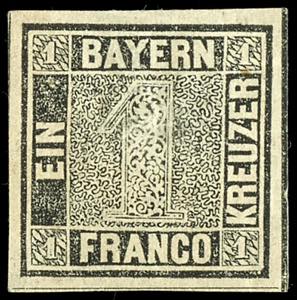 Bayern 1 Kreuzer schwarz, Platte 2, ... 