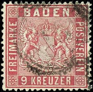 Baden 9 Kreuzer Wappen auf liniiertem Grund ... 
