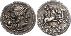 Coins Roman Republic C. Cassius, denarius ... 