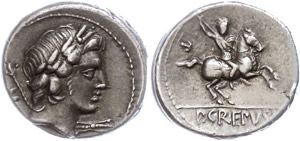 Coins Roman Republic P. Crepusius, denarius ... 