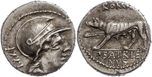 Coins Roman Republic P. Satrienus, denarius ... 