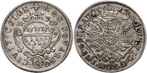Cologne City 1 / 6 thaler, 1720, with title ... 