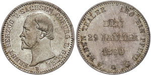 Sachsen-Coburg und Gotha 1/6 Taler, 1869, ... 