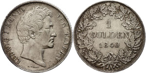 Bavaria 1 / 2 Guilder, 1840, Ludwig I., ... 