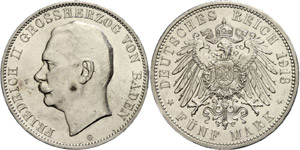 Baden 5 Mark, 1913, Friedrich II., ... 