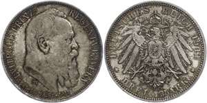 Bavaria 3 Mark, 1911, Luitpold, to the 90. ... 