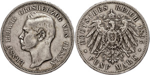 Hessen 5 Mark, 1895, Ernst Ludwig, ... 