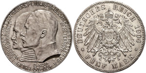 Hessen 5 Mark, 1904, Ernst Ludwig, zum 400. ... 