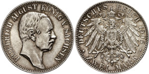 Saxony 2 Mark, 1905, Frederic August III., ... 