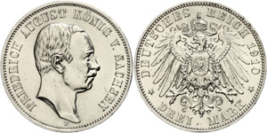Sachsen 3 Mark, 1910, Friedrich August III., ... 