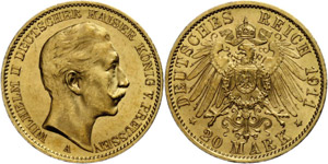 Prussia 20 Mark, 1911, Wilhelm II., ... 
