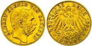 Saxony 10 Mark, 1891, fools about, very ... 