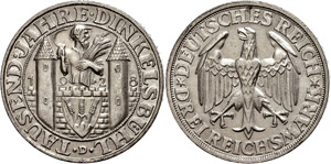 Coins Weimar Republic 3 Reichmark, 1928, ... 