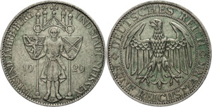Münzen Weimar 5 Reichsmark, 1929, Meißen, ... 