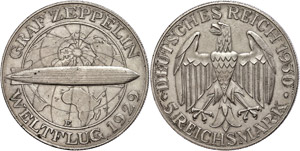 Münzen Weimar 5 Reichsmark, 1930, E, Graf ... 