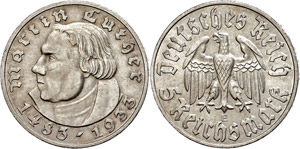Münzen Drittes Reich 5 Reichsmark, 1933, E, ... 