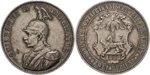 Coins German Colonies 2 Rupee, 1893, small ... 