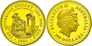 Australia 100 dollars, Gold, 2002, in part ... 