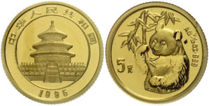 China Volksrepublik 5 Yuan, Gold, 1995, ... 