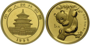 China Volksrepublik 5 Yuan, Gold, 1996, ... 